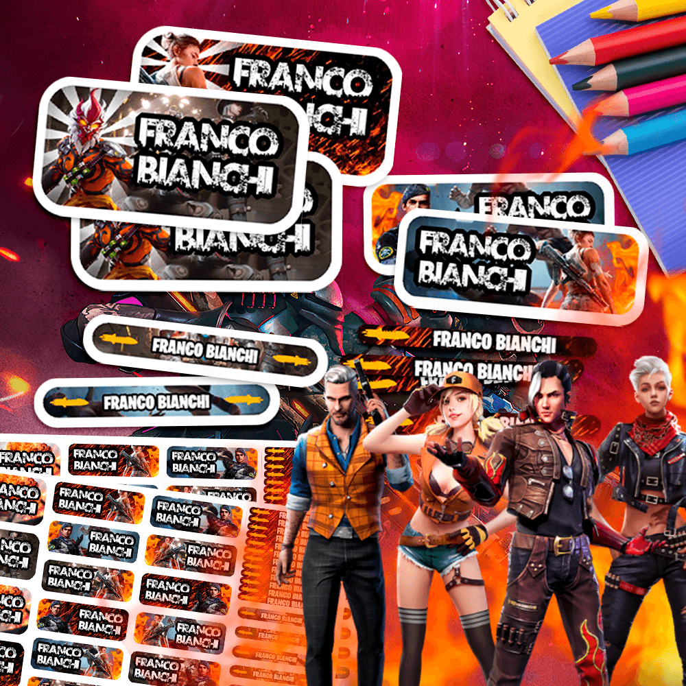 Etiquetas Escolares para Imprimir | Free Fire (Archivo Digital PDF)