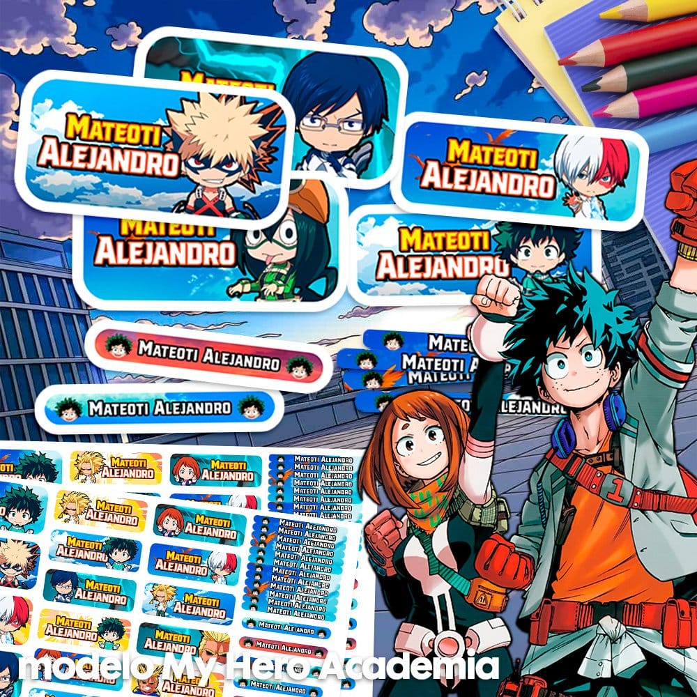 Etiquetas Escolares para Imprimir | My Hero Academia (Archivo Digital PDF)