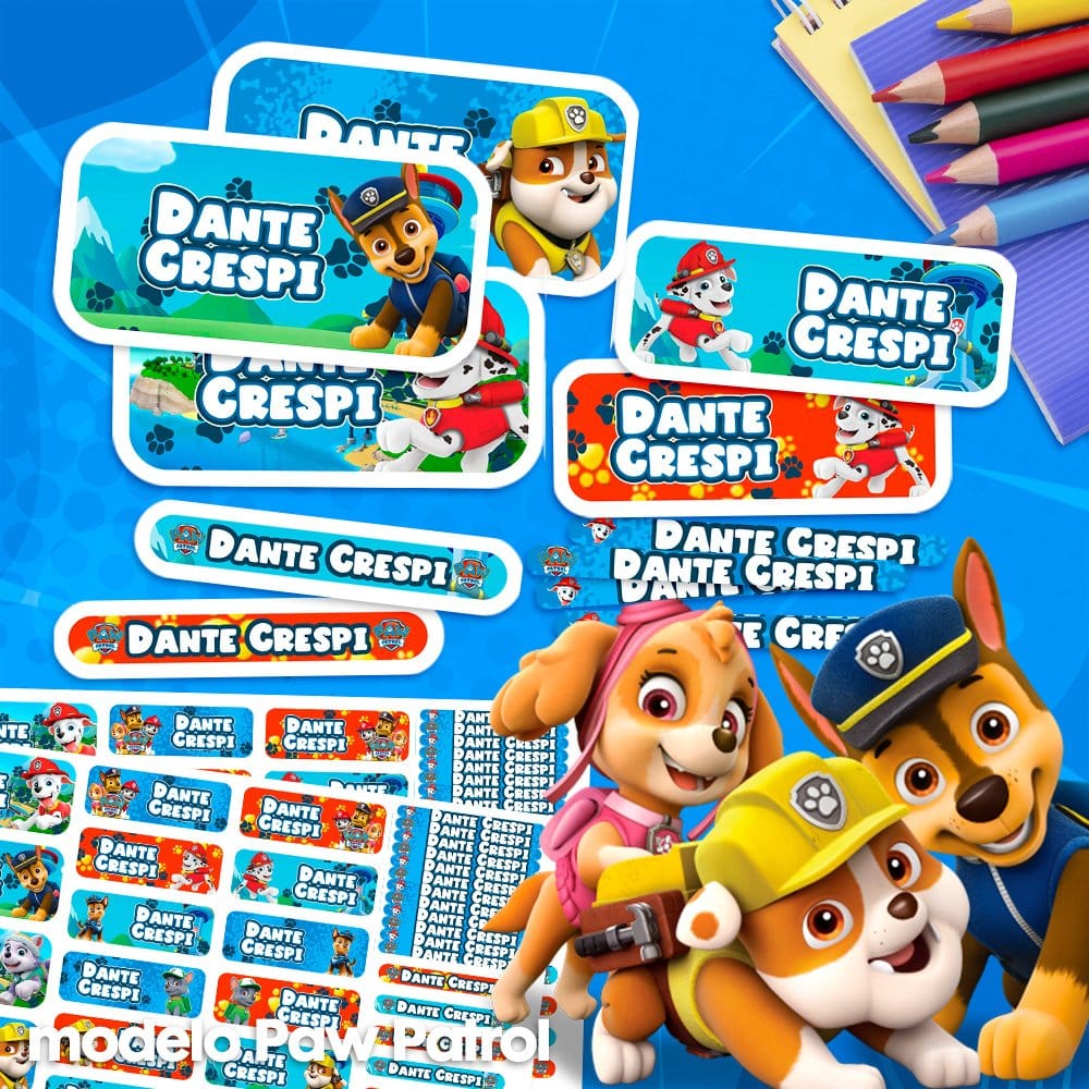 Etiquetas Escolares para Imprimir | Paw Patrol (Archivo Digital PDF)
