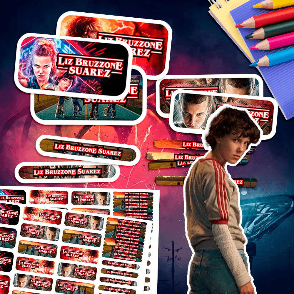 Etiquetas Escolares para Imprimir | Stranger Things (Archivo Digital PDF)