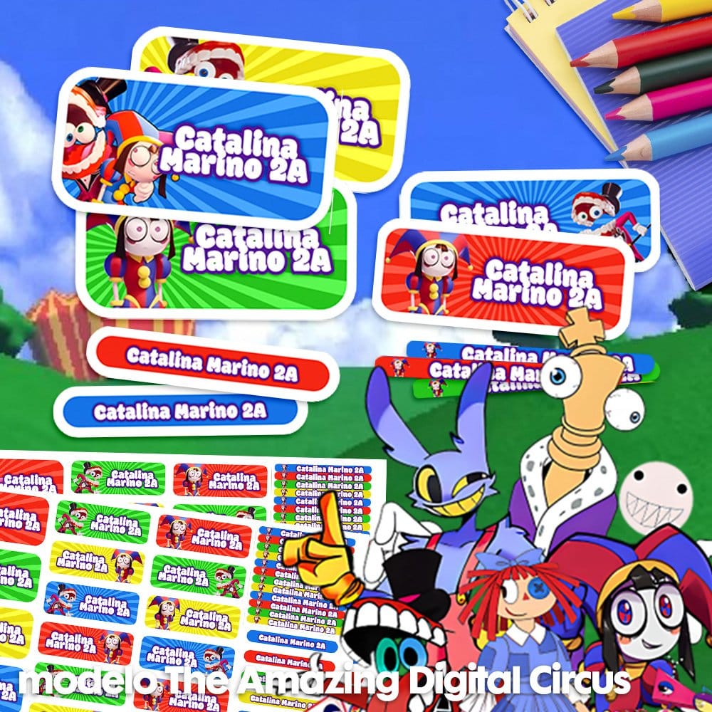 Etiquetas Escolares para Imprimir | The Amazing Digital Circus (Archivo Digital PDF)