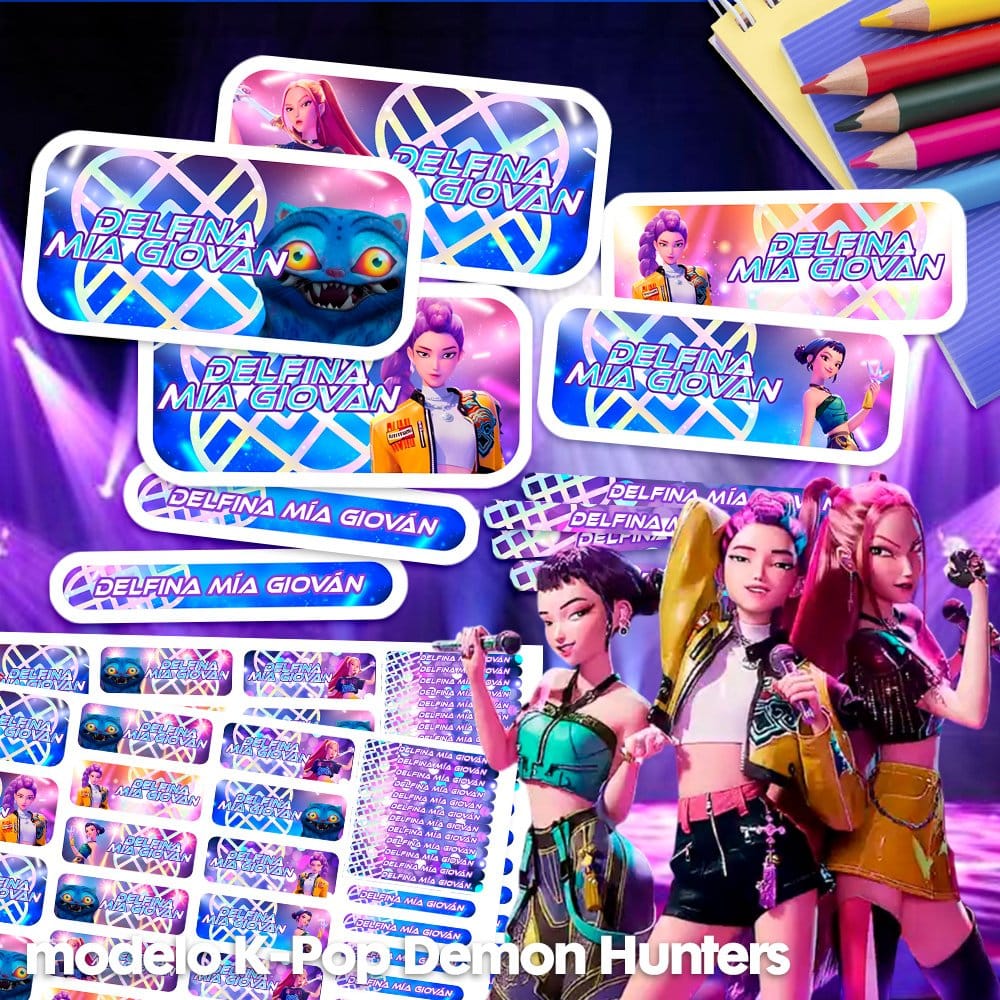 Etiquetas Escolares para Imprimir | K-pop Demon Hunters (Archivo Digital PDF)