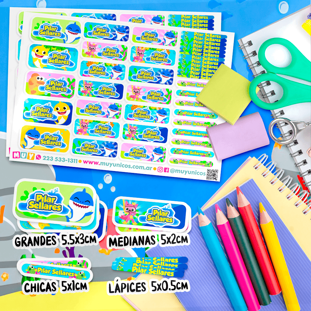 Etiquetas Escolares - Baby Shark - Imagen 4