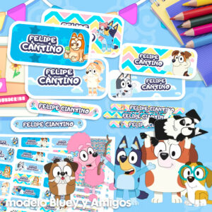 Bluey e amigos - etiquetas personalizadas